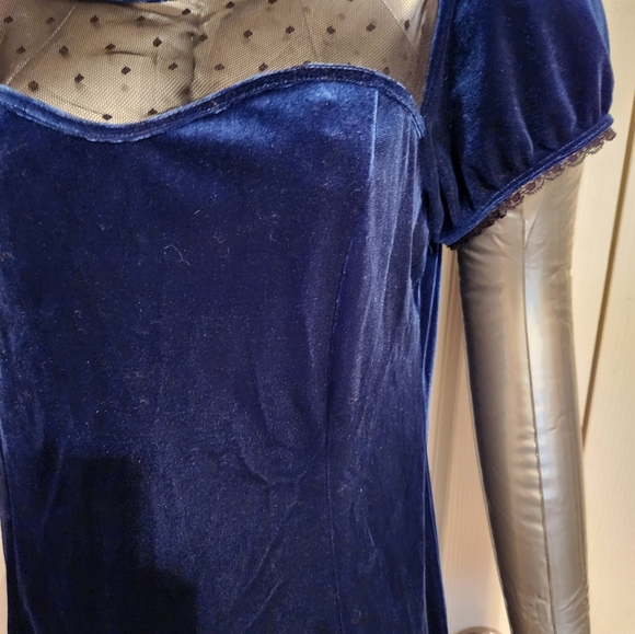 Blue Velvet & Lace Sweetheart Dress LG/XL - Picture 8 of 9